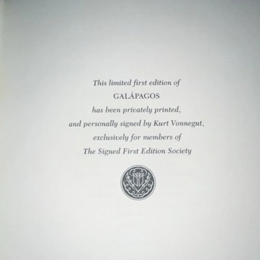 Kurt Vonnegut Galápagos Hardcover Signed Limited 1st Edition